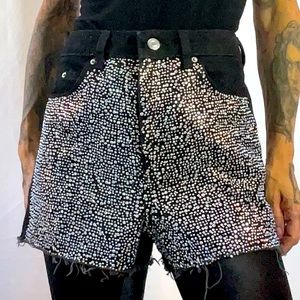 Topshop Moto Rhinestone Mom shorts